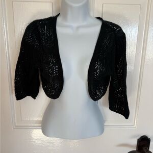 J.J. Basics woven intricate cardigan black cropped S